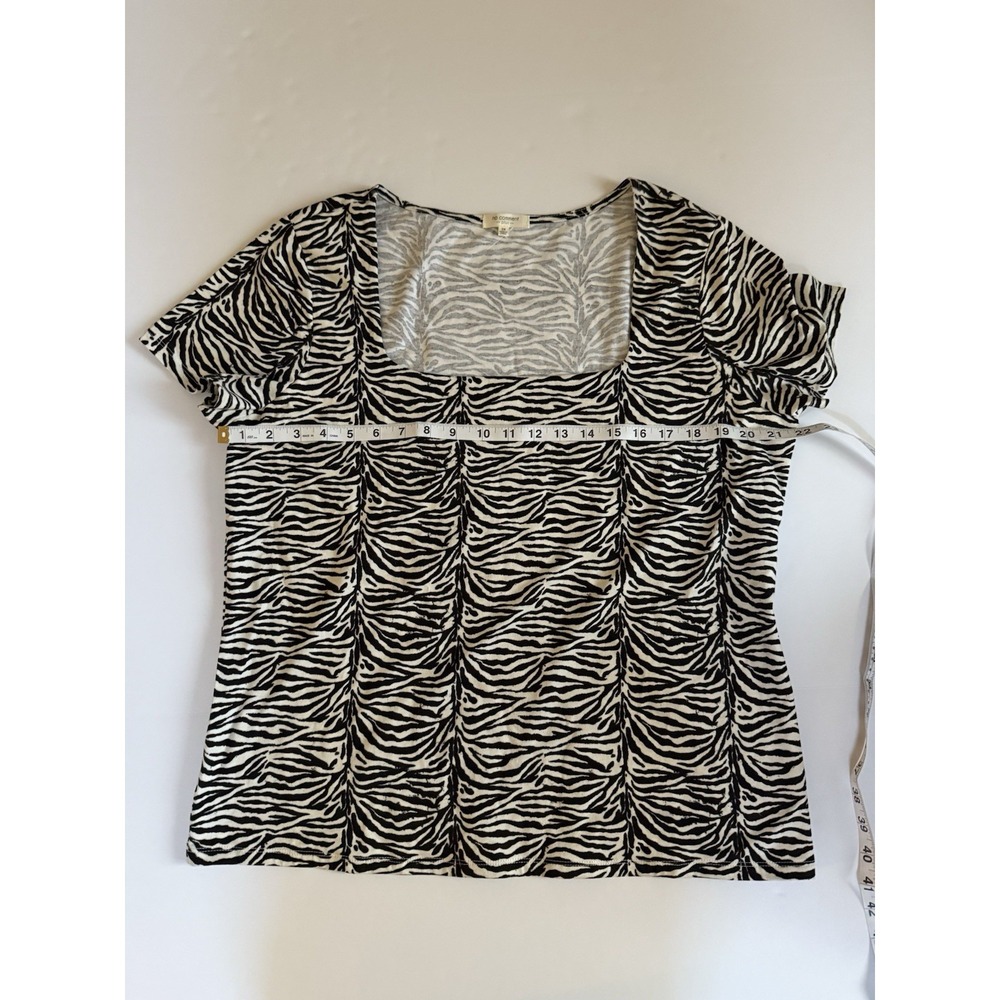 No Comment Plus 2X Women Zebra Print Top Animal Square Black White Shirt NEW